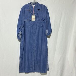 Knox Rose NWT Long Sleeve Denim Shirtdress Dress Sz L